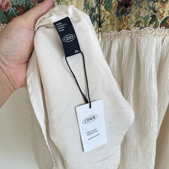 Cider Fairy Whimsical Gypsy Corset Mini Dress XL Tapestry Bustier Milkmaid - Picture 8 of 14